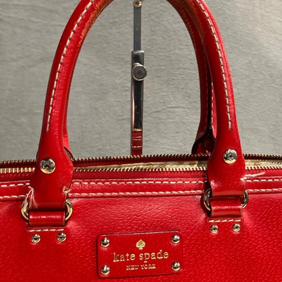Kate Spade Cherry Red leather Padded Laptop Bag Tote - Picture 2 of 9